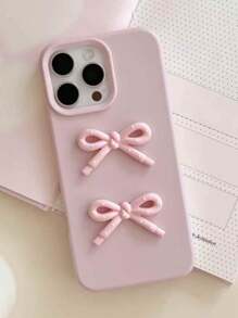 Étui de téléphone 3D à pois rose style Y2K Corée, compatible avec 16 15 14 13 12 11 Pro Max. Kawaii, antichoc, coque de protection pour l'arrière