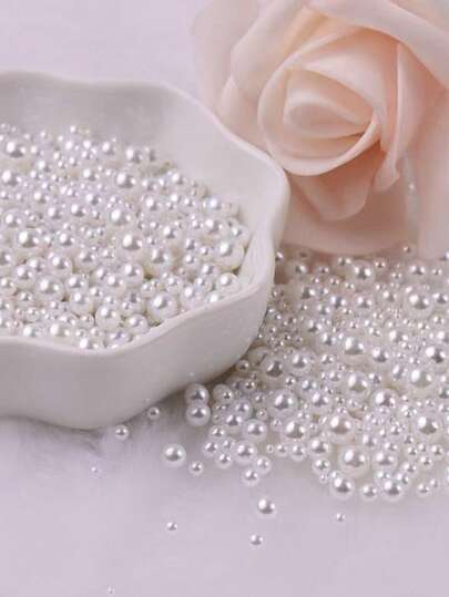 混合 400 件 1.5-5 毫米 ABS 高光仿珍珠无孔彩色水磨珍珠塑料珠钉珠 DIY 指甲饰品配件