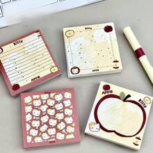 Sanrio Hello Kitty Oil Painting Apple Sticky Notes, Simple Ins Style, High Aesthetic, Cute, Student Memo Paper, Reusable N Times,For School Supplies,Back To School