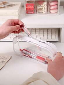 5/3/1 件透明 PVC 铅笔盒拉链铅笔盒防水透明铅笔盒带封口透明化妆包适用于儿童成人和学校 - 彩色 - 查看 6