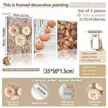 1/3 piezas, Cuadro colgante de lienzo, Decoración artística enmarcada, Listo para colgar, Artes de pared, Pósteres, Arte de pared con marco, Pósteres de Acción de Gracias, Impresión de cosecha de otoño, Conjunto de fotos de calabaza, Granja de otoño, Decoración de cocina, Arte de pared de calabaza, Arte impreso de otoño, Otoño, Halloween, Decoración de Halloween, Decoración de habitación, Decoración de dormitorio, Decoración de pared del hogar, Decoración de otoño