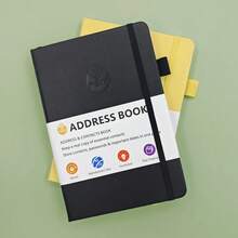 Libreta de direcciones con pestañas alfabéticas, libreta de direcciones de tapa dura con letra grande para registrar contactos, pequeña libreta de direcciones para almacenar toda tu información importante en un solo lugar 5.2 X 7.8", útiles escolares, regreso a la escuela - Multicolor - Ver 2