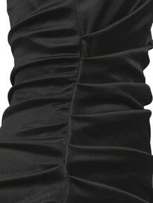 New Fashion Women's Sexy Tube With Ruched Camisole Backless Tight Fitting Bodycon Club Party Holiday Mini Dress, 1pc - màu đen - Xem 7