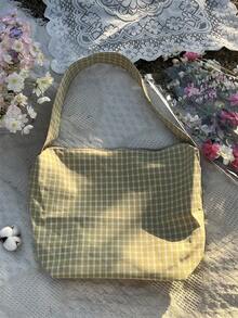 Women Shoulder Bags - 芥末綠格子 - 查看 1