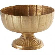 Distressed Gold Metal Compote Bowl Gold Compote Vase L Lita Metal Vase L Indoor And Outdoor Compote For Any Event - GoldCompote - View 1
