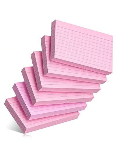 50pcs 3"X5" Pink Ruled Index Cards, College Study Flashcards, Suitable For School, University, Office And Home Organization, Durable Learning To-Do List Memo Cards With Grid Lines