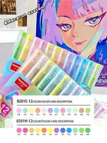 1 bungkus 12 Warna Pena Gambar Seni Profesional Lembut Pena Spidol Akrilik Cair Children's Direct untuk Siswa Ujung Spidol Tahan Air, Hari Pertama Sekolah - MultiWarna - View 3