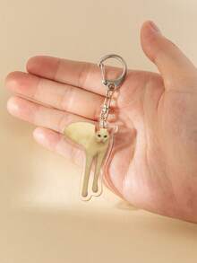 1pc New Acrylic Strange Cute Meme Cat&Dog Cool Cat/Heart Shape Cat/Smiling Cat/Poor Crying Cat/Funny Interview The Cat/Wronged Lie Flat Fat Cat/Thumbs-Up Cat/Keychain Pendant/Backpack Ornament /School Bag Accessories/Purse Pendant/Friend's Gifts Car Accessories Bag Charm - Multicolor - View 23