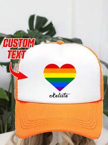 Șapcă de baseball personalizată imprimabilă cu text/nume, 1 buc., cu imprimeu floral al lunii mândriei, pălărie unisex pentru șofer de camion, potrivită pentru petrecere, festival, aniversare