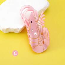 1 Stück personalisierter Garnelen Kunstperlen Haarklammer in Rot, Braun, Pink für Sommerferien Mode Haaraccessoires Blumenklammer Elegante Haarspange