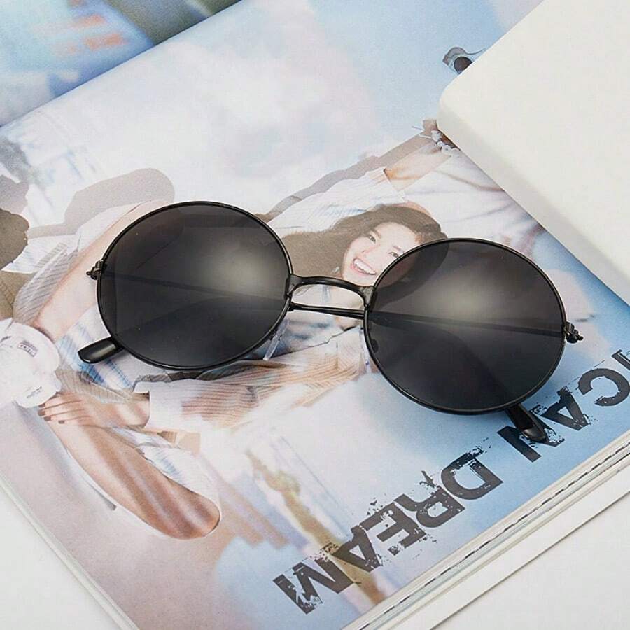 圆框时尚眼镜 复古墨镜 海滩配饰 万圣节海滩配饰 女士眼镜墨镜 - 黑色 - 查看 1