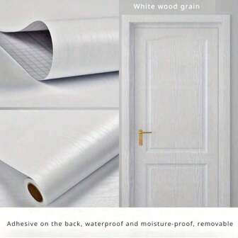 1卷木纹自粘墙纸，房间装饰浴室装饰，橱柜，餐桌，衣柜家具翻新装饰贴纸，防水墙贴，耐磨耐高温，背面带胶可移除，不留胶贴纸墙纸墙面装饰