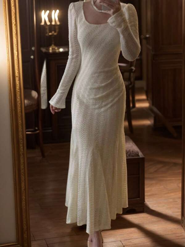 Abito da donna elegante midi per festa, autunno/inverno, a sirena, adatto per ballo di fine anno, in stile aderente