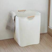 1 Stück Wäschekorb aus Leinen, faltbarer, tragbarer Stoffwäsche-Hamper für den Hausgebrauch, Schlafzimmer, Badezimmer-Aufbewahrung, großes Fassungsvermögen, zusammenklappbares Design mit Holzgriff