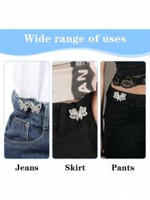 4 件裤紧带，蝴蝶牛仔裤扣宽松牛仔裤腰带，可调节和可拆卸腰夹，无缝纽扣让牛仔裤更合身 - 銀色 - 查看 3