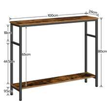 HOOBRO Console Table For Hallway Slim, 100 CM Hallway Table With Adjustable Shelf, Slim Sofa Table With Storage, For Living Room, Office, Industrial, Sturdy, Rustic Brown - Brown - View 4