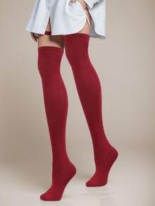 6双装女士条纹纯色过膝长袜，性感学院风，舒适休闲日常穿着，适合学生、表演、JK、Y2K风格，舒适袜子 - 彩色 - 查看 6