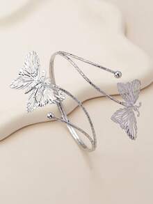 1 Pc Unique Asymmetrical Butterfly Design Minimalist Bracelet/Armband, European And American Style Jewelry Suitable For Women Daily Or Party Wear