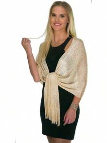 Metallic Glitter Shawl Wrap For Evening Dresses And Weddings - 淺黃香檳色 - 查看 2