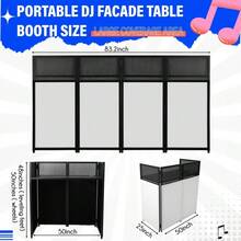 Huisuilinss Portable DJ Facade Booth,Portable DJ Booth,Foldable DJ Table Stand,Metal Frame DJ Table Station,DJ Booth Panel With White & Black Scrim,Adjustable Feet For Show Party Gathering - 50" - View 3