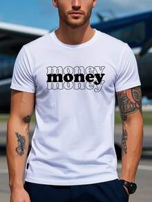 定制个性化男士白色T恤，舒适时尚。上传文字和图片，上传您的设计、现金、生日礼物，定制专属T恤。