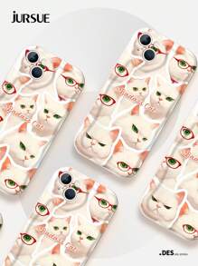 JURSUE Cat JURSUE Cute Kawaii Fashion Aesthetic Cartoon Funny Shockproof Protective Soft Phone Case Compatible With IPhone 16 15 14 13 12 11 Pro Max SE 2020 X XR XS Ip 8 7 Plus YH1000