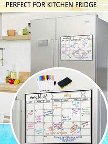Dry Erase Refrigerator Calendar, Whiteboard Calendar For Fridge, Monthly Family Planner Memo Menu Calendar, Refrigerator Calendar, Dry Erase Calendar, Kitchen Decor, Monthly Planner For Refrigerator, Refrigerator Accessories For Chore Chart And Menu Planning (Multiple Sizes) - Multicolor - View 7