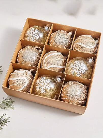 9个/套 3.15英寸圣诞球，圣诞树装饰挂件，创意家居透明防碎圣诞球，塑料圣诞树吊坠挂件，圣诞节假日装饰挂球，适合冬季家居装饰和节日庆典、派对、圣诞派对、房间装饰、节日装饰、派对礼品、趣味圣诞派对装饰、圣诞节、新年快乐、圣诞装饰，送给朋友的完美圣诞礼物，圣诞装饰家居圣诞礼物圣诞装饰