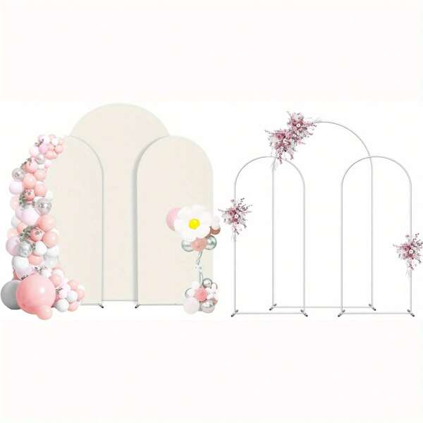 1-3Sets, White Arch Cover, Spandex Double Sided Wedding Arch Cover, Wedding Arch Backdrop Cover Kit For Wedding Birthday Party, Banquet, Ceremony And Gift Decoration