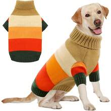 Local Delivery Dog Sweater, Stretchy Dogs Sweaters Large Sized Pets, Turtleneck Sweater For Pet Large Breed, Thick Knitwear For Fall Winter, Clothes For Pug, French Bulldog (Brown L) - Brown - View 11