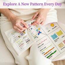 1 set Livre de broderie pour adulte + kit de couture à point de croix - Guide de points de broderie à thème fantaisie, avec instructions étape par étape, fils multicolores sur page de tissu, polyvalent pour journaux de couture DIY et référence d'artisanat, fournitures de broderie, conception créative, reliure durable
