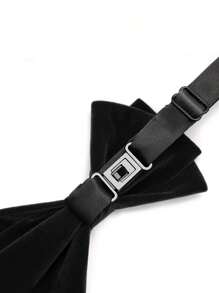 Men's Cotton Velvet Bowknot & Pocket Square Matching Set - Solid Color Formal Wedding Party Accessories