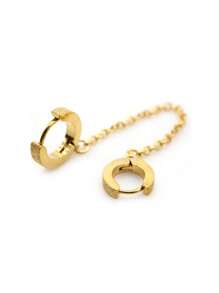 2 Peças Brincos Gota Pendente de Clipe de Orelha com Corrente Dupla na Cor Aço Preto e Dourado para Homens e Mulheres, Joias da Moda