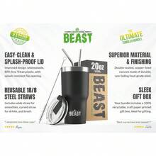 Local Shipping-Beast 10 Oz Tumbler Stainless Steel Vacuum Insulated Coffee Ice Cup Double Wall Travel Flask (Army Green) - Matte Black - View 10
