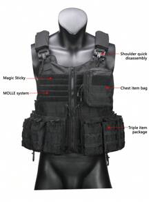 Rapidly Detachable Double-Row Triple Accessory Bag Hunting Vest, Breathable Honeycomb Design, Hidden Large Storage Space On The Back, Strong Expandable Function, Suitable For Hunting, Training, Outdoor Survival