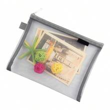 Local Shipping-Clear Cosmetic Bags Zip Makeup Mesh Bags Pencil Case Pouch Travel Toiletry Kit Set Storage Case ((6A+5A)*3 Light Purple) - (6A+5A)*3 Grey - View 5