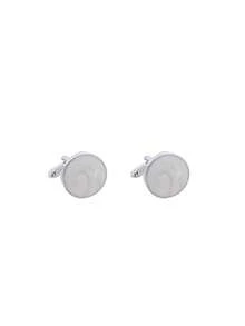 1 Pair Fashionable Round Metal Cufflinks, Men's Liquid Sand Dress Shirt Cufflinks