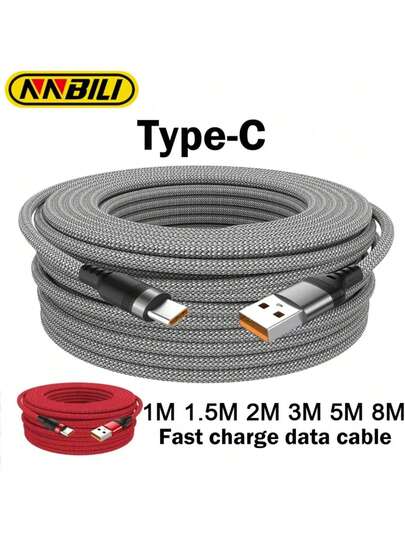 Cable de datos trenzado NNBILI 6A de carga rápida compatible con Samsung, , , Switch, cámara, con conector TYPE-C de 1/1.5/2/3/5/8M de longitud (Tenga en cuenta que cuanto talla grande largo sea el cable, talla grande lenta será la potencia de carga. Si necesita una carga rápida, elija un cable con una longitud talla grande corta de solo 1-2M que admite la función de transmisión de datos)
