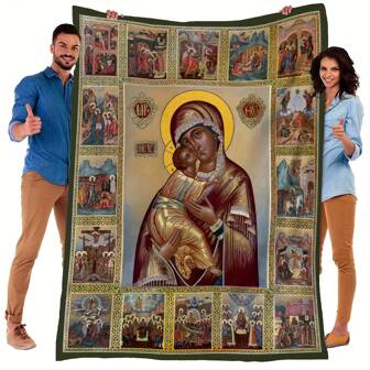 1 pièce Couverture imprimée numériquement de la Vierge Marie et du Jeune Jésus par YWJHUI - Douce, chaude, réversible pour le canapé, le lit, le bureau, le camping, les voyages - Cadeau multifonctionnel pour toutes les saisons, lavable en machine, en polyester