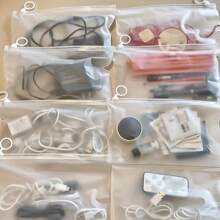 5件/10件超厚拉链袋，适用于文具、玩具、小工具分类收纳、旅行打包、化妆品、透明分类袋