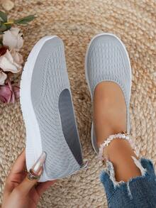 2025年新款波西米亚风格女式软底一脚蹬休闲步行鞋 - 灰色 - 查看 3