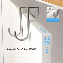 S Hooks, Over The Cabinet Door Hooks, Over Door Hanger For Kitchen,Cabinet,Closet,Bathroom,Hole-Free Towel Holder, Over Cabinet Hanging Double Prong,Silver,S Shape For Table Side Balcony Office Desk Drawer, Stainless Steel Kitchen Wardrobe Door, Bathroom, The Gift For Mother, Mother's DAY