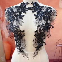 1 Pair 3D Lace Applique Floral Embroidery Patches - Delicate Hollow-Out Design, High-Quality Polyester Fabric, 10 Colors (White/Red/Gold/Black) Suitable For Wedding Gowns, Evening Dresses, DIY Fashion Accessories, Embroidered Dresses, Dress Decorations, Fine Embroidery, Dress Embellishments, Elegant Decorations, Exquisite Craftsmanship, Craft Enthusiasts