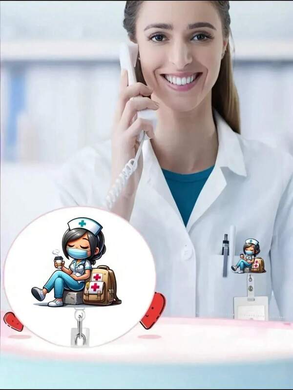 1 Retractable Ausweis Rolle mit Krankenschwester Motiv, Material: Acryl (PMMA), Grundaustattung für Krankenschwestern, Ärzte, Krankenschwestern(RN) & Krankenpfleger(LPN), Büroartikel, Geschenke für Freunde & Kollegen
