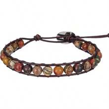 Women Boho Handmade Natural Stone Leather Bead Wrap Bracelets