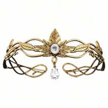 de elfos redondos de Color dorado Vintage, Tiaras de diosa de cristal para mujer y hombre, diadema de hojas Vintage, diadema, accesorios para el cabello de novia G1VZ - Azul - Ver 9