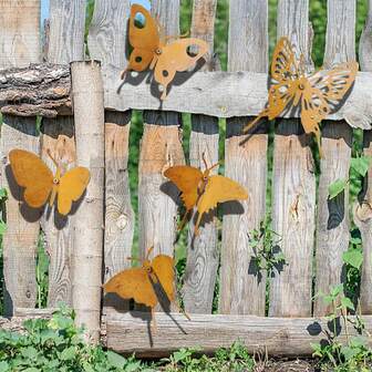 5pcs 3D Butterfly Wall Decor - Metal Garden Animal Sculptures, Suitable For Garden Fence And Outdoor Decorative Wall - Rural Exterior Metal Sculpture - Home And Yard Decor Ideas - Durable Weatherproof Metal Structure, No Electricity Needed, Great For Thanksgiving, Halloween, Christmas Gifts