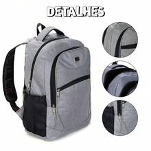 Kit 2 Mochilas Bolsas Unissex Resistente Ideal Para Escola Trabalho Premium Moderna - Multicolorido - Visão 3