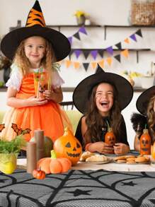 1pc 40 X 40 Inch Halloween Spider Web Round Tablecloth - Black Lace Star Table Runner, Gothic Party Horror, For Home Tabletop Decoration Halloween Party Decoration Home Decor Halloween Decor Fall Decor Room Decor Autumn Decor