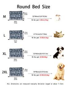 PETSIN 1件长方形四季加厚猫狗可爱卡通睡垫，舒适透气，宠物睡床，适用于地板、笼子、沙发，多种尺寸和颜色可供选择，2XL适合大型犬，送给心爱宠物的礼物 - 彩色 - 查看 3